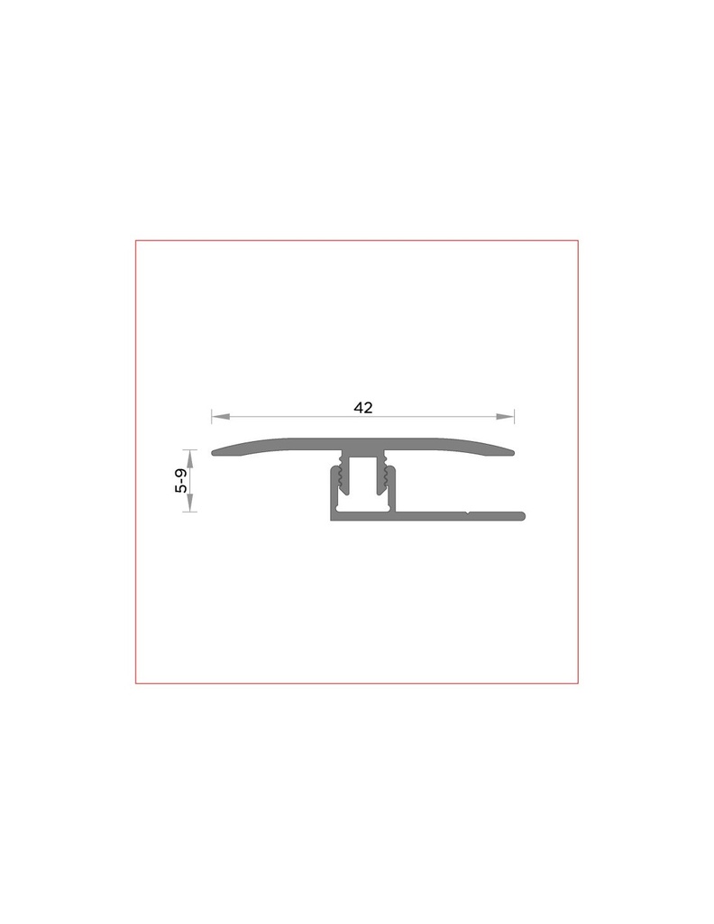 Pletina Aluminio Acero Mate 25 - Junta dilatacion 40mm + base ref 501 270 cr