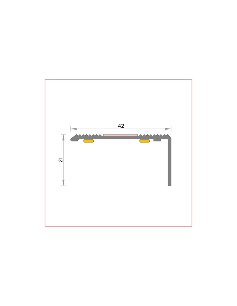 Aluminio Plata (03) Cant. escalera 42x21 Adhesivo / Antideslizante 300cm